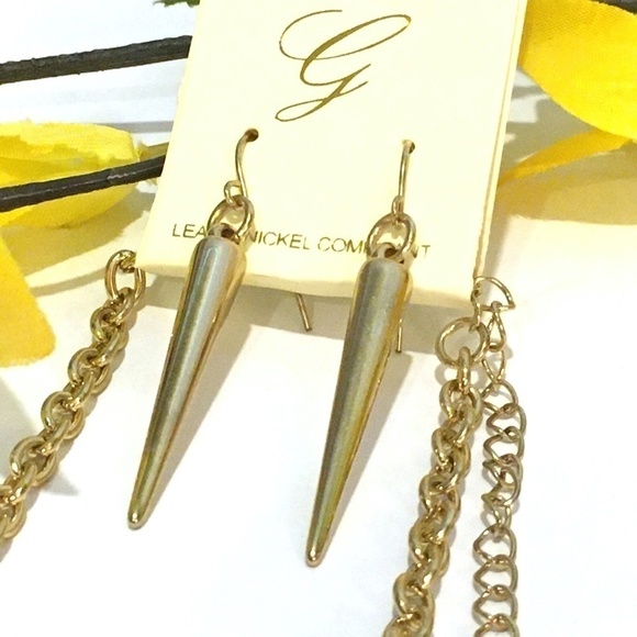 3/$29! Long Orange Gold Statement Necklace Spikes - Picture 4 of 8